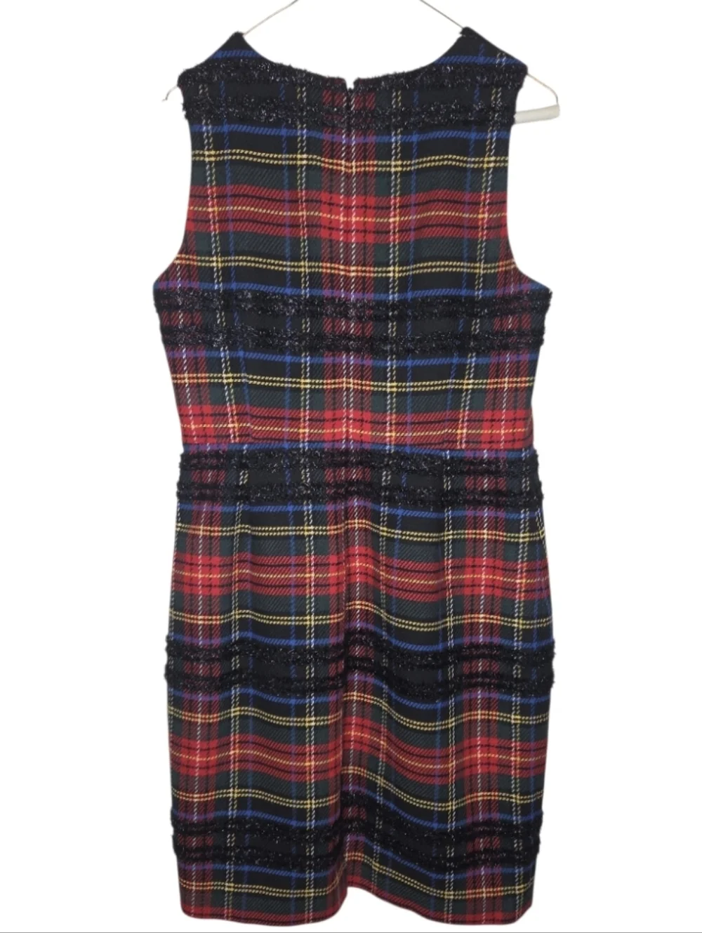J Crew Stewart Tartan Holiday Plaid Lurex Stripe Shift Dress Size 12 - Picture 2 of 9